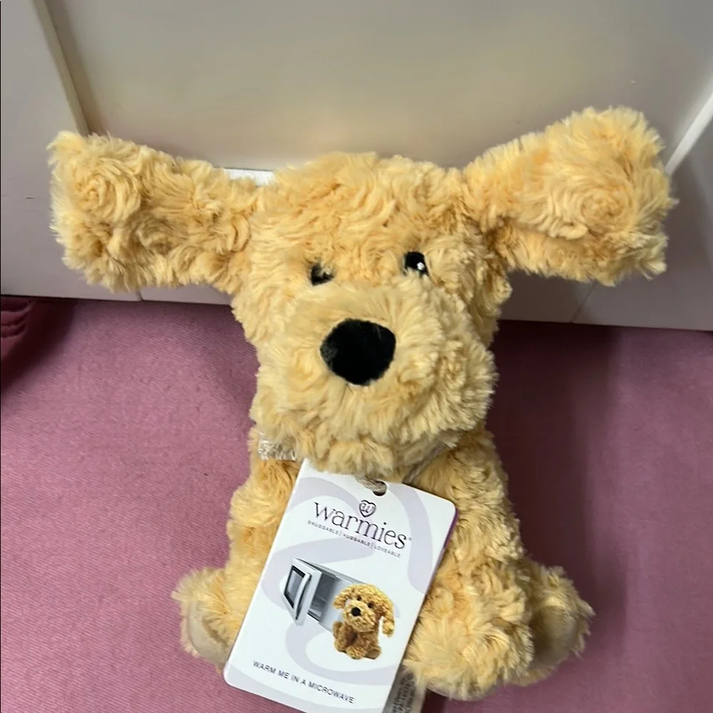 Warm Tan and Black Plush Dog Toy with Cuddly Texture